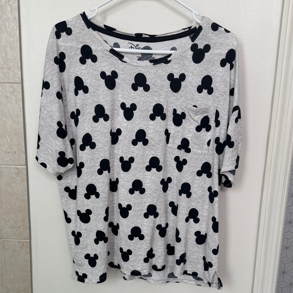 Disney Gray Tee with Black Mickey Heads